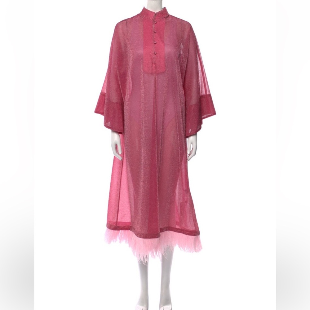 La Vie Style House Pink Feather Trim Dress
